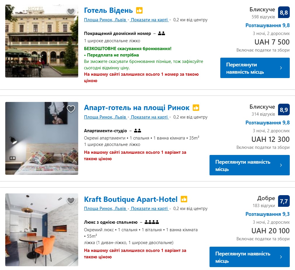 Скільки коштує орендувати квартиру у Львові на День Незалежності.  Скріншот з сайту