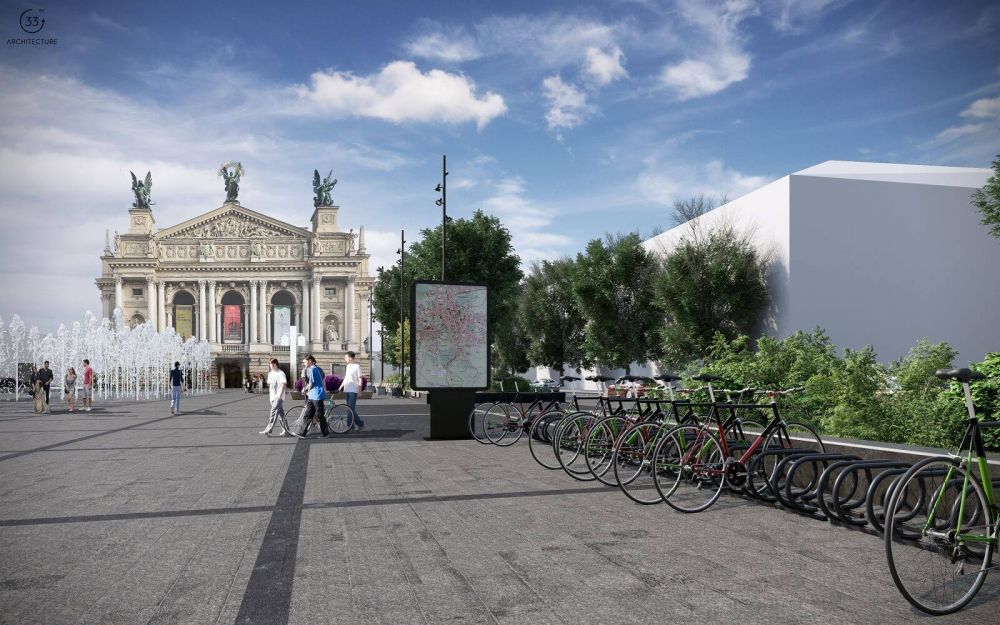 Сухий фонтан перед Оперним театром. Візуалізація: ЛМР