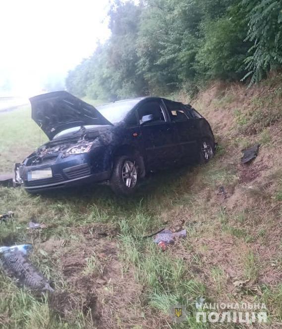 На Стрийщині перекинувся автомобіль з львів'янами. Фото поліції