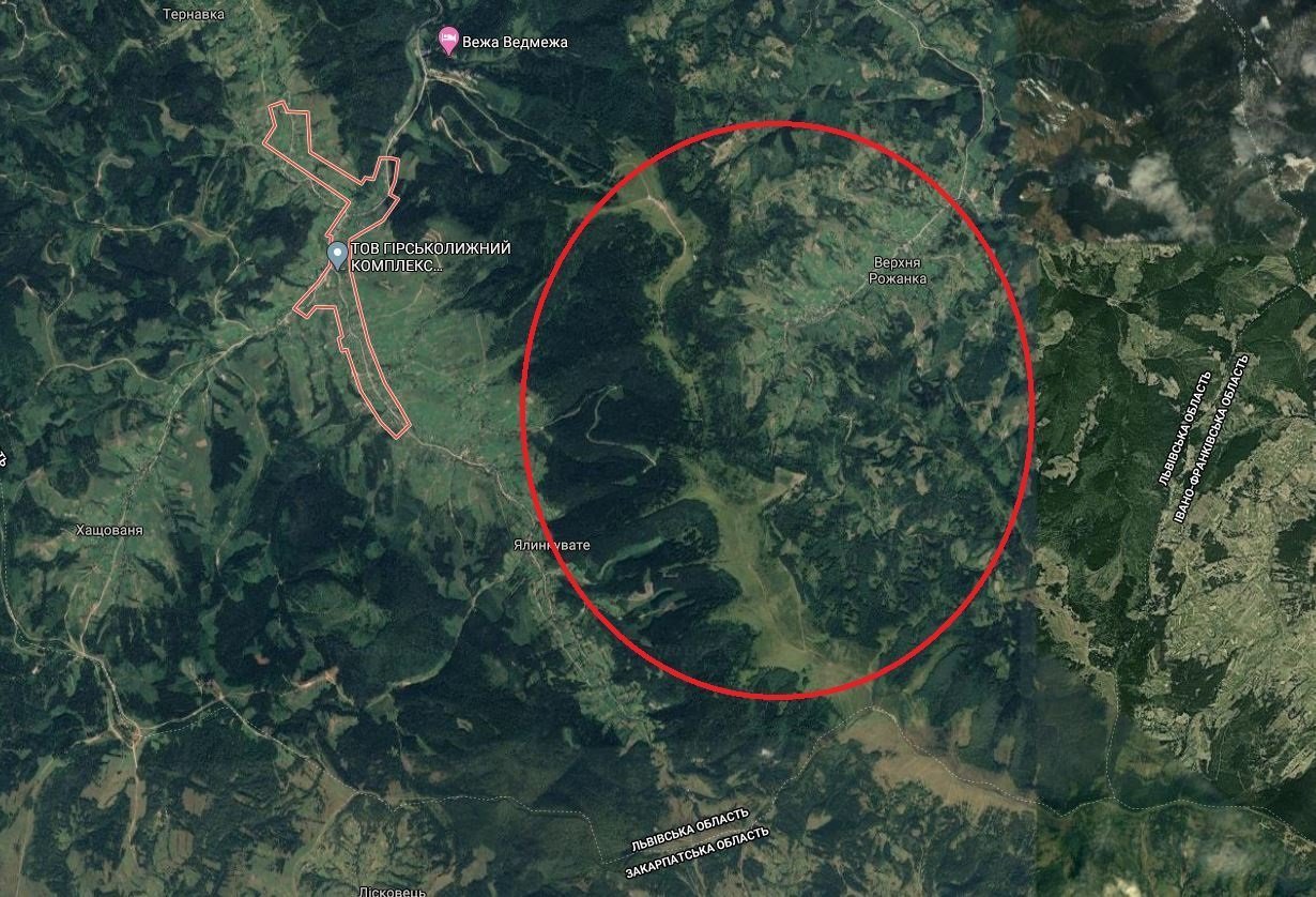 Орієнтовна територія, де будуватимуть курорт. Фото: zaxid.net