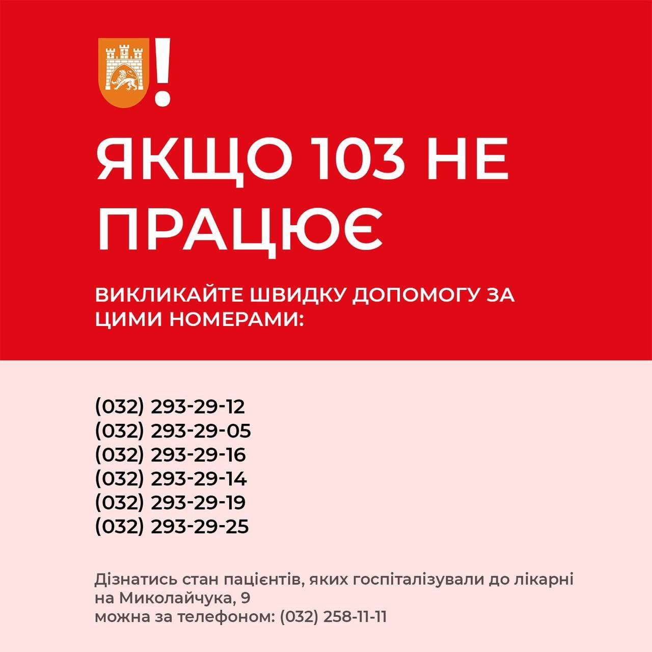 Резервні номери телефонів для виклику швидкої у Львові