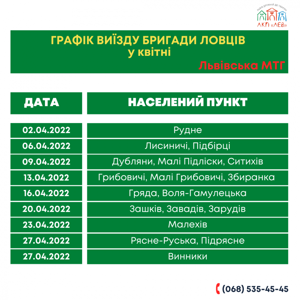 Як працюватимуть ловці безпритульних собак у Львові у квітні – графік