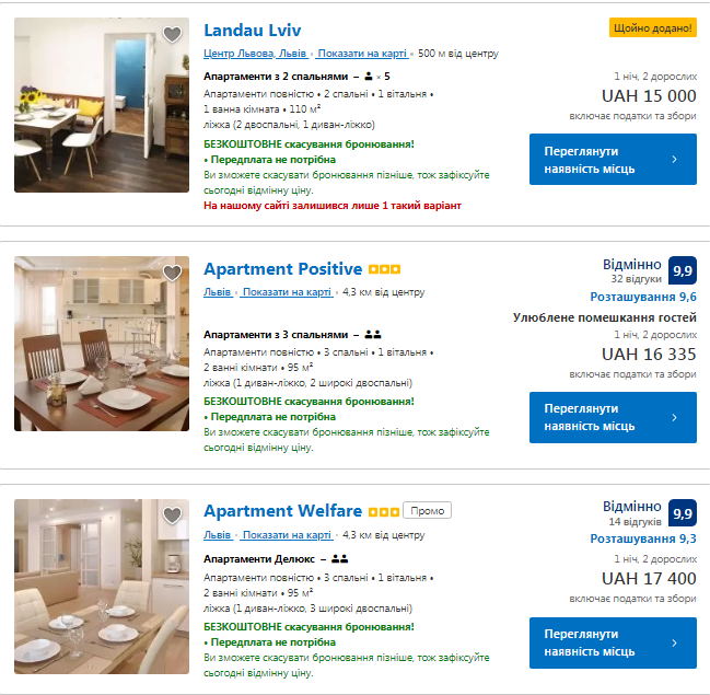 Скільки коштує орендувати помешкання у Львові на Новий рік. Скріншот з сайту