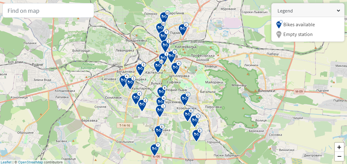 Карта Nextbike. Скріншот з сайту