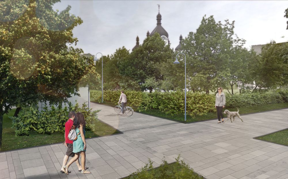 Оновлений простір біля львівського храму. Фото: ЛМР