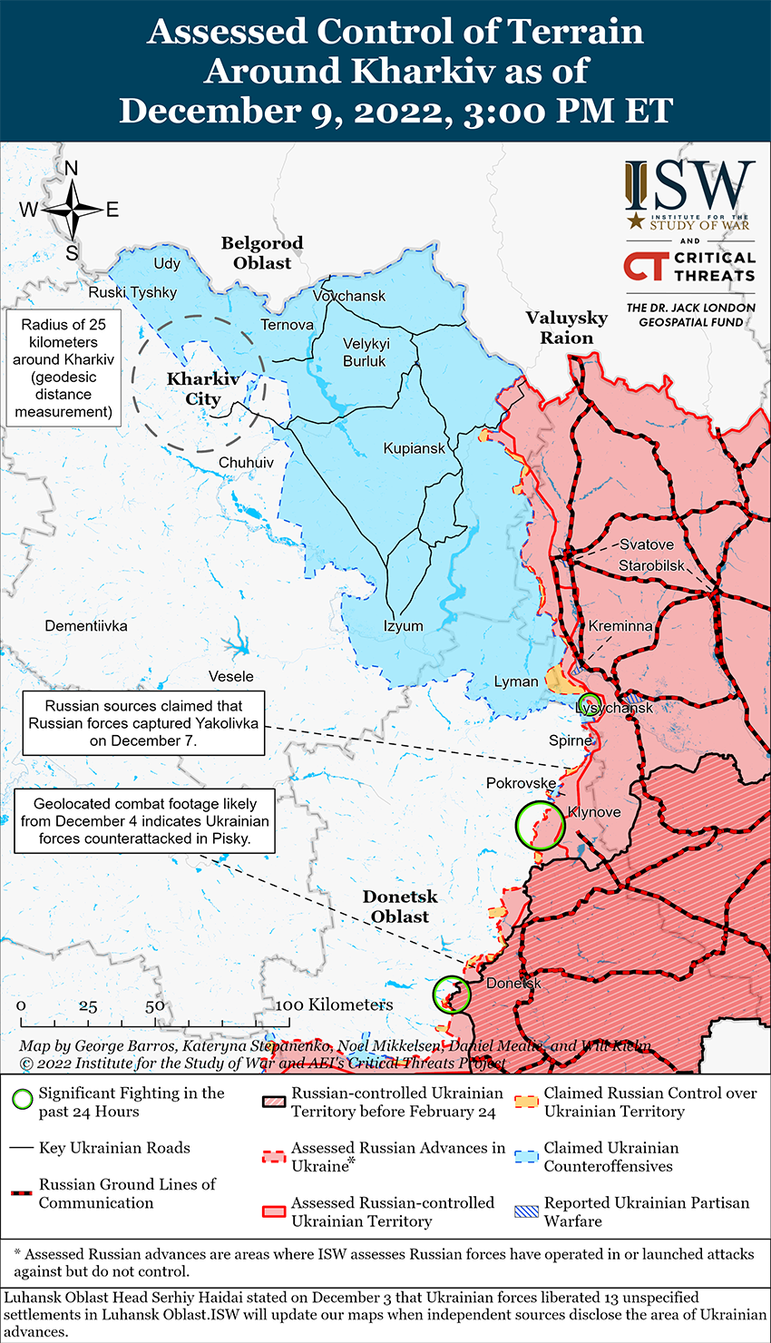 Мапа бойових дій в Україні 10 грудня
