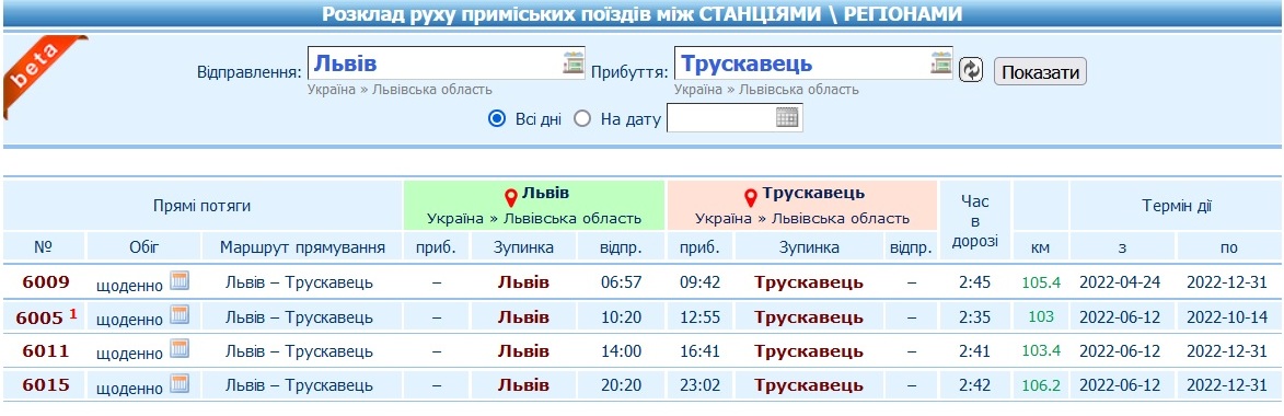 Львівська залізниця скасувала один з рейсів електрички Львів-Трускавець  фото 1