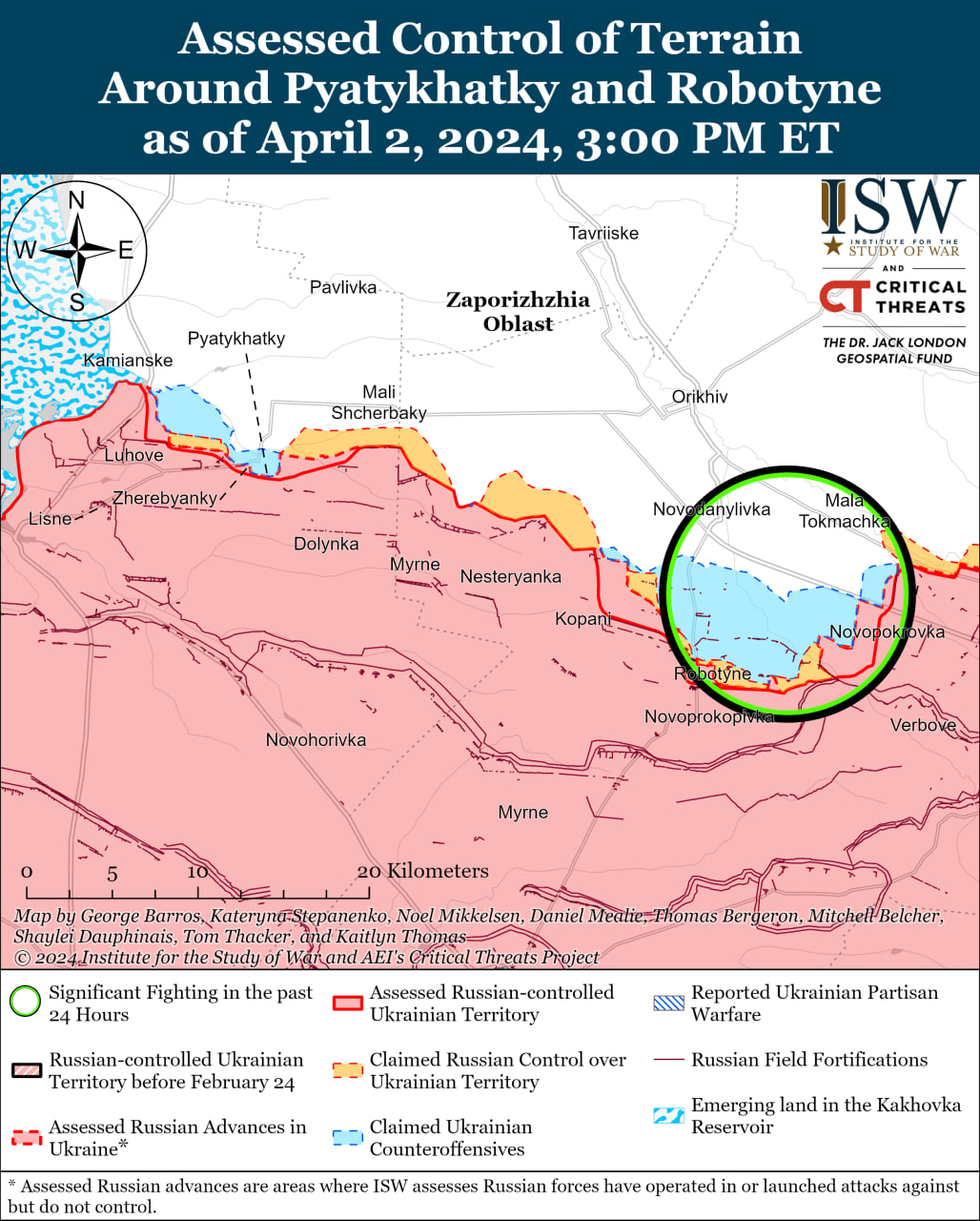 Карта бойових дій в Україні 3 квітня. Джерело: understandingwar.org