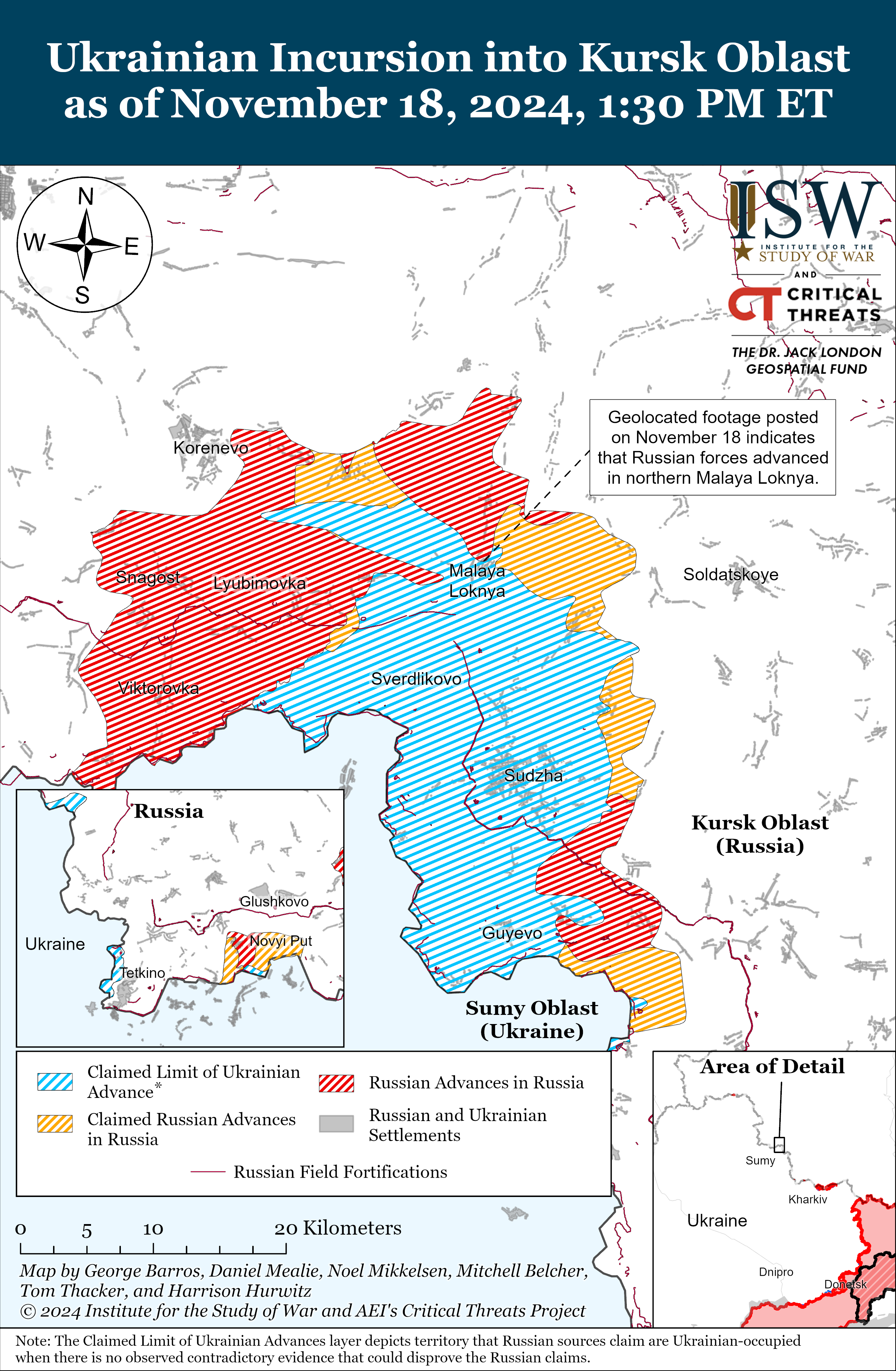 Карта бойових дій в Україні 19 листопада