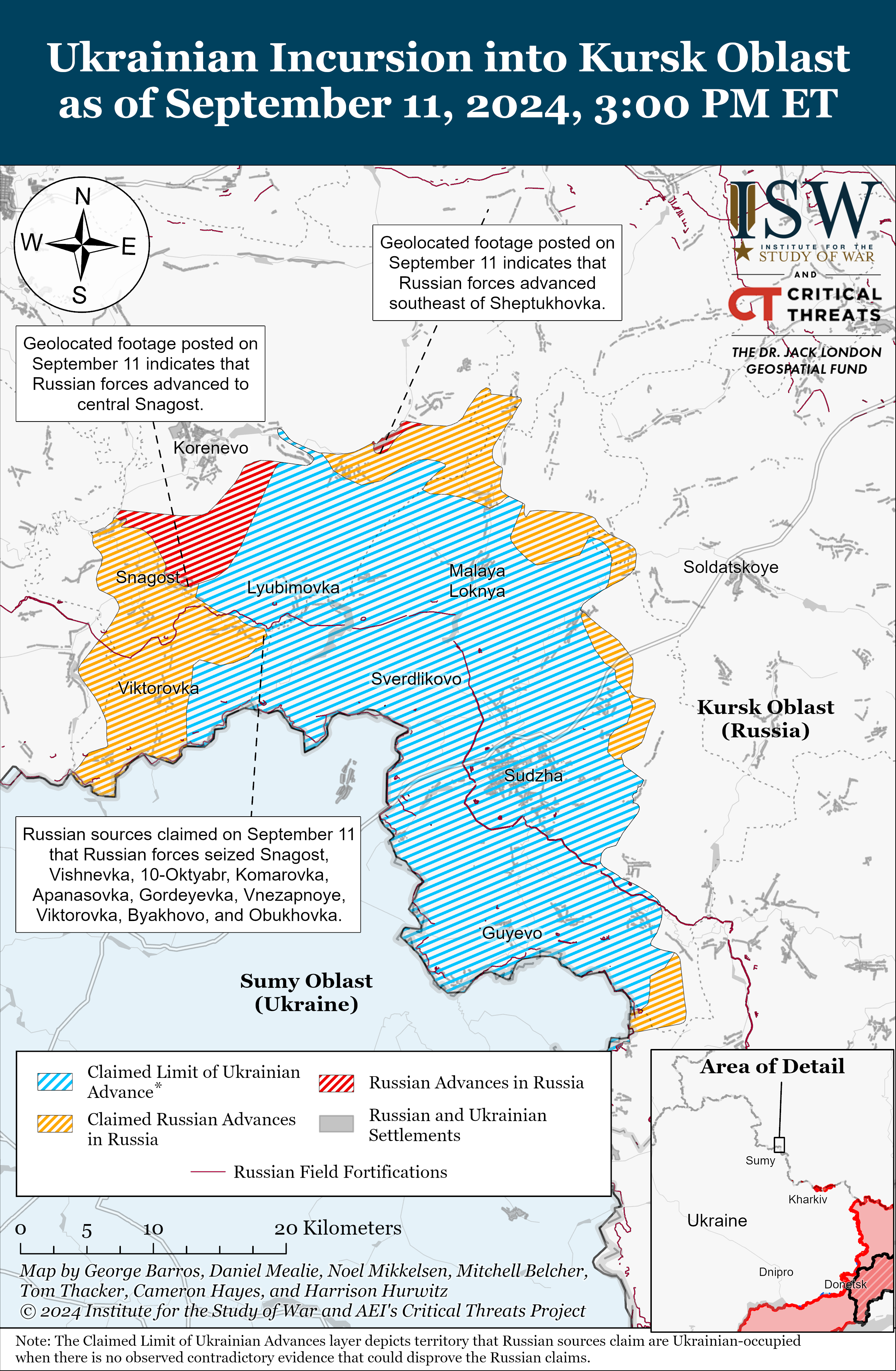 Карта бойових дій в Україні 12 вересня