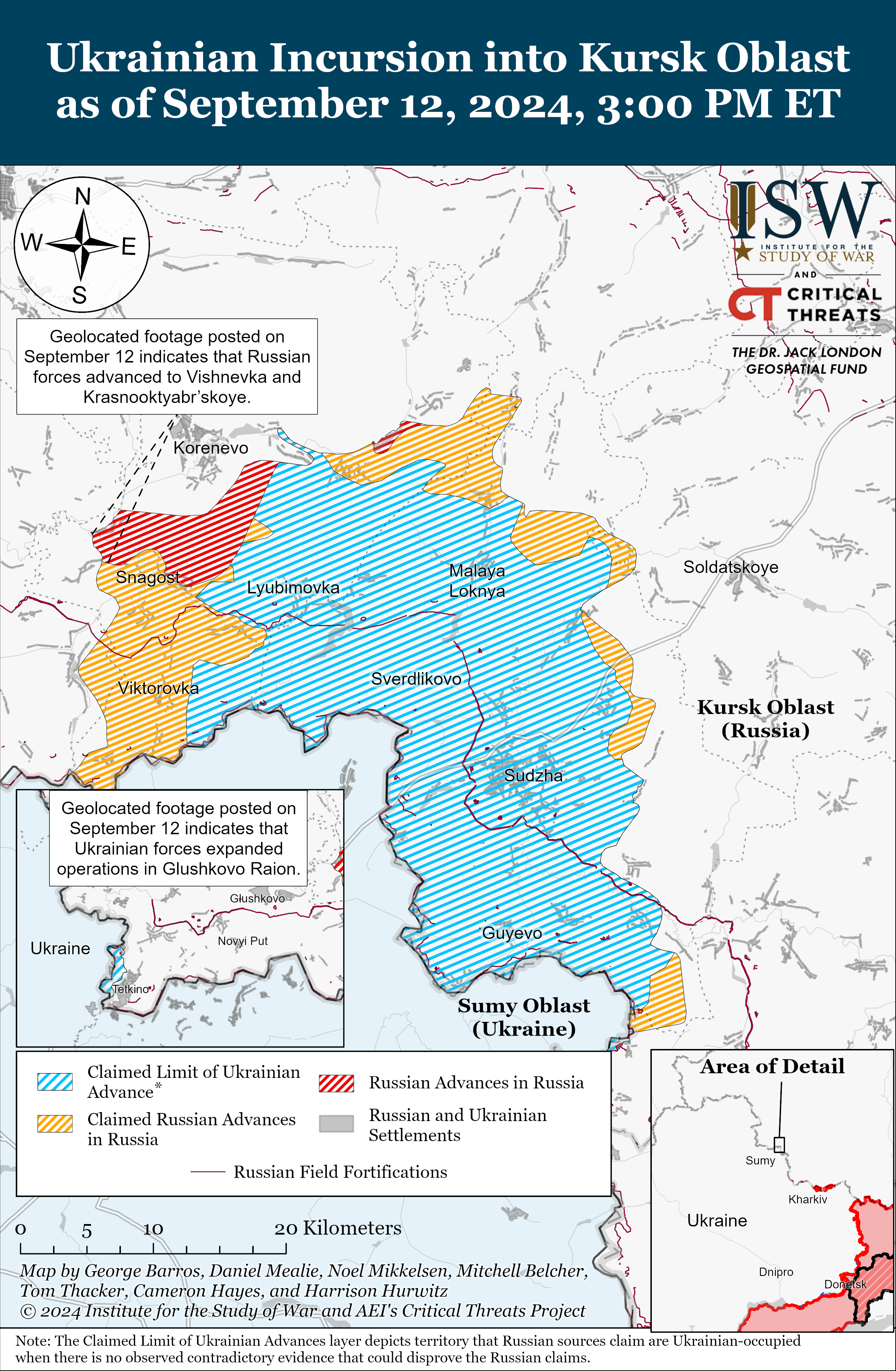 Карта бойових дій в Україні 13 вересня