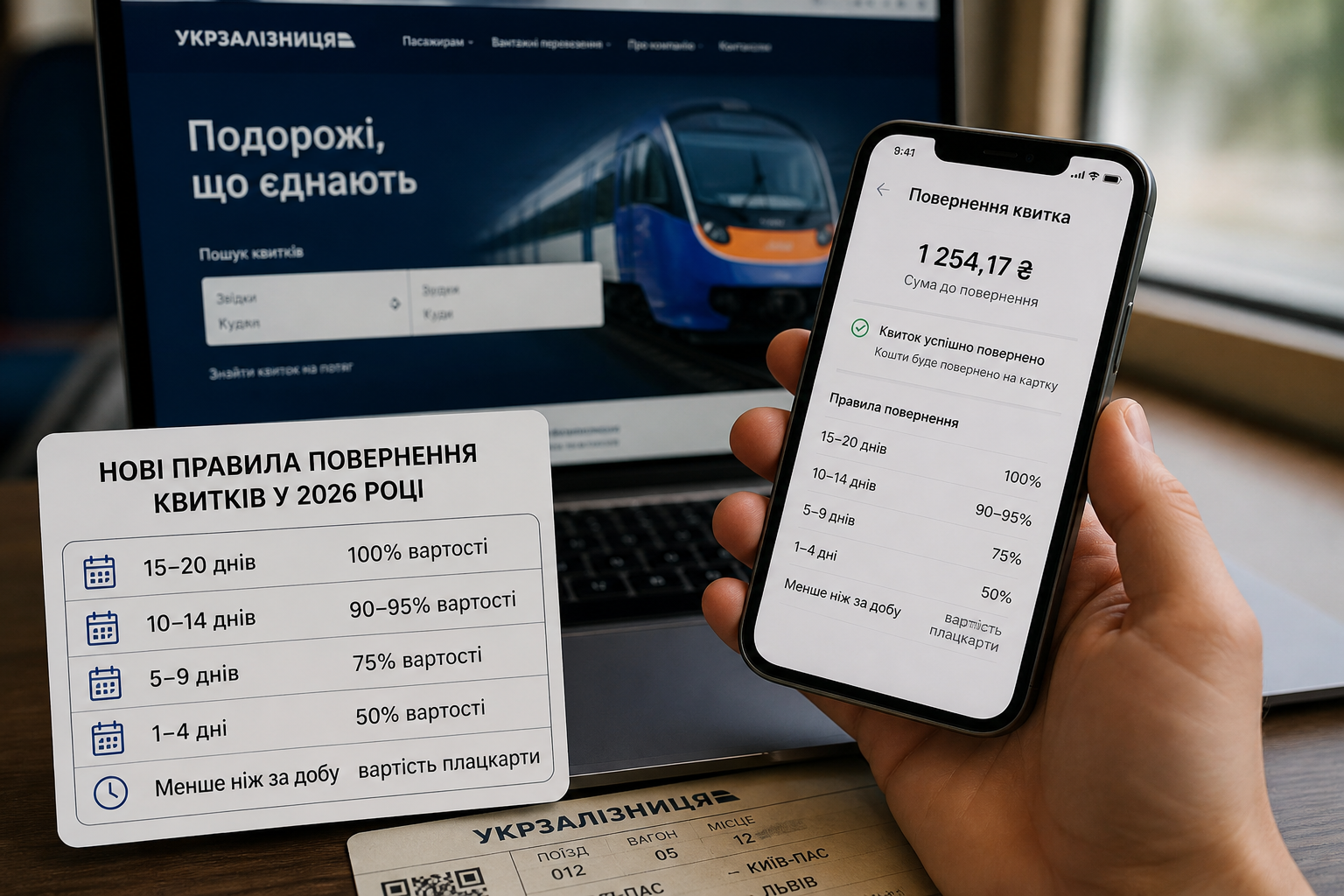 Нові правила повернення квитків Укрзалізниці: скільки грошей відшкодують у 2026 році.
